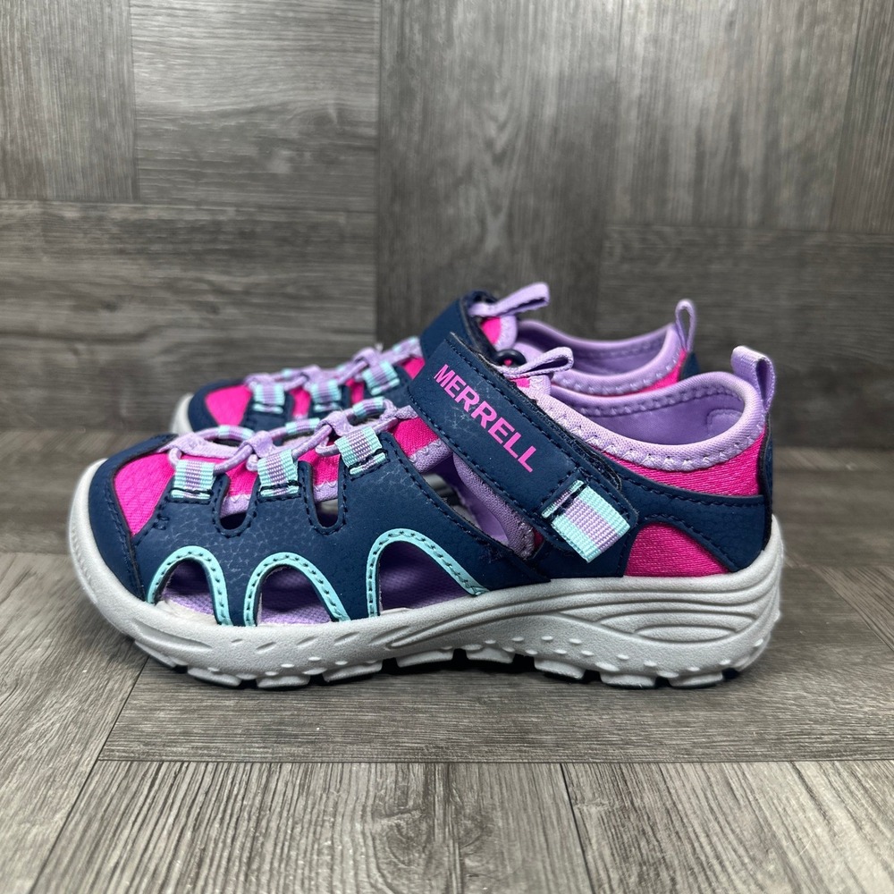 Merrell Hydro Trekker Sandal Kids 1M Navy Pink Purple Water Shoes MK126302 NEW - Picture 2 of 8